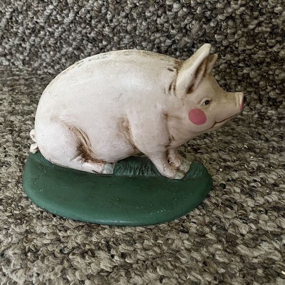 Vintage Pink Pig Door Stop Midwest Importers Of Cannon Falls Cast Iron Heavy - Picture 6 of 6